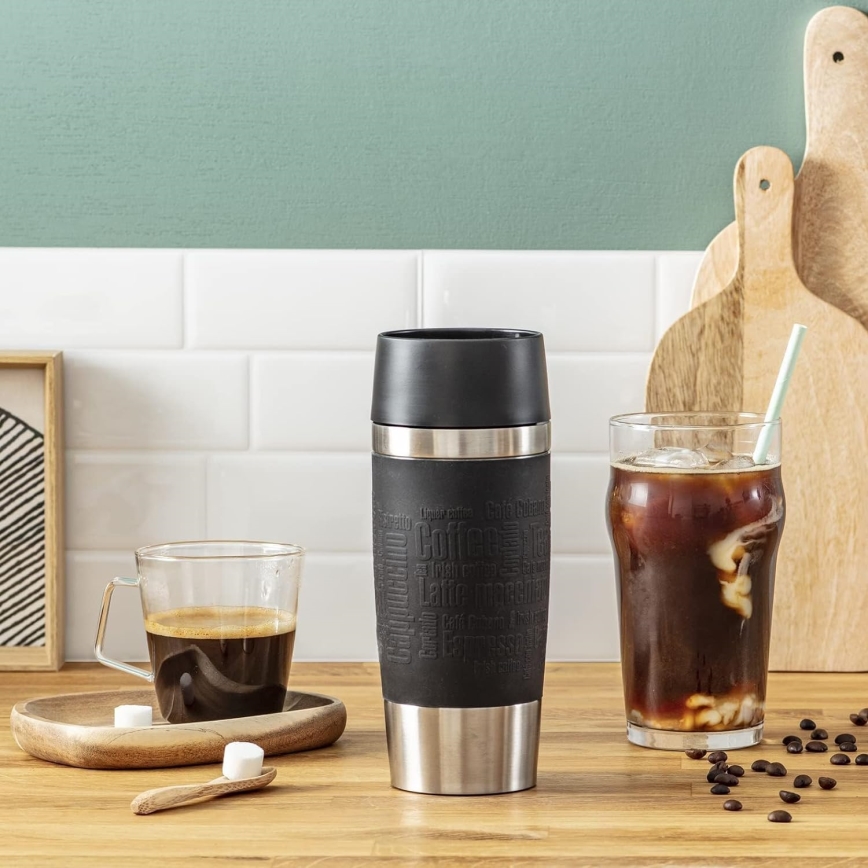 Tefal - Reisebecher 360 ml TRAVEL MUG Edelstahl/Schwarz