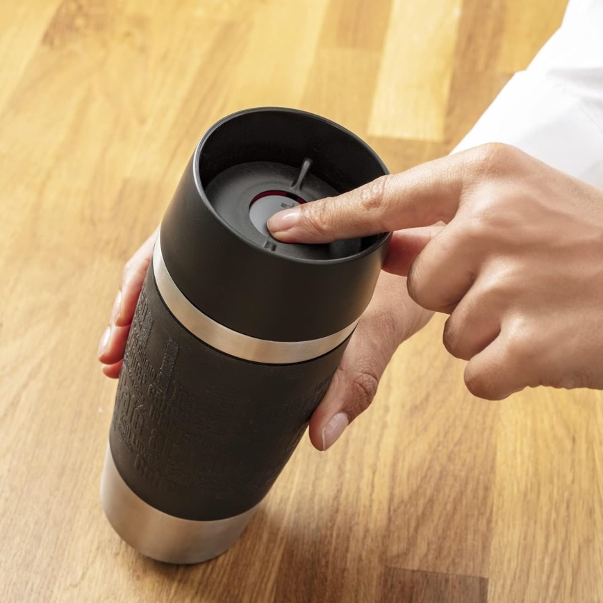 Tefal - Reisebecher 360 ml TRAVEL MUG Edelstahl/Schwarz