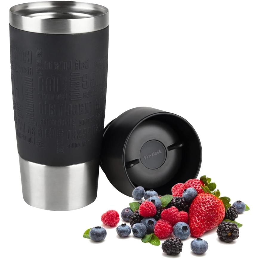 Tefal - Reisebecher 360 ml TRAVEL MUG Edelstahl/Schwarz