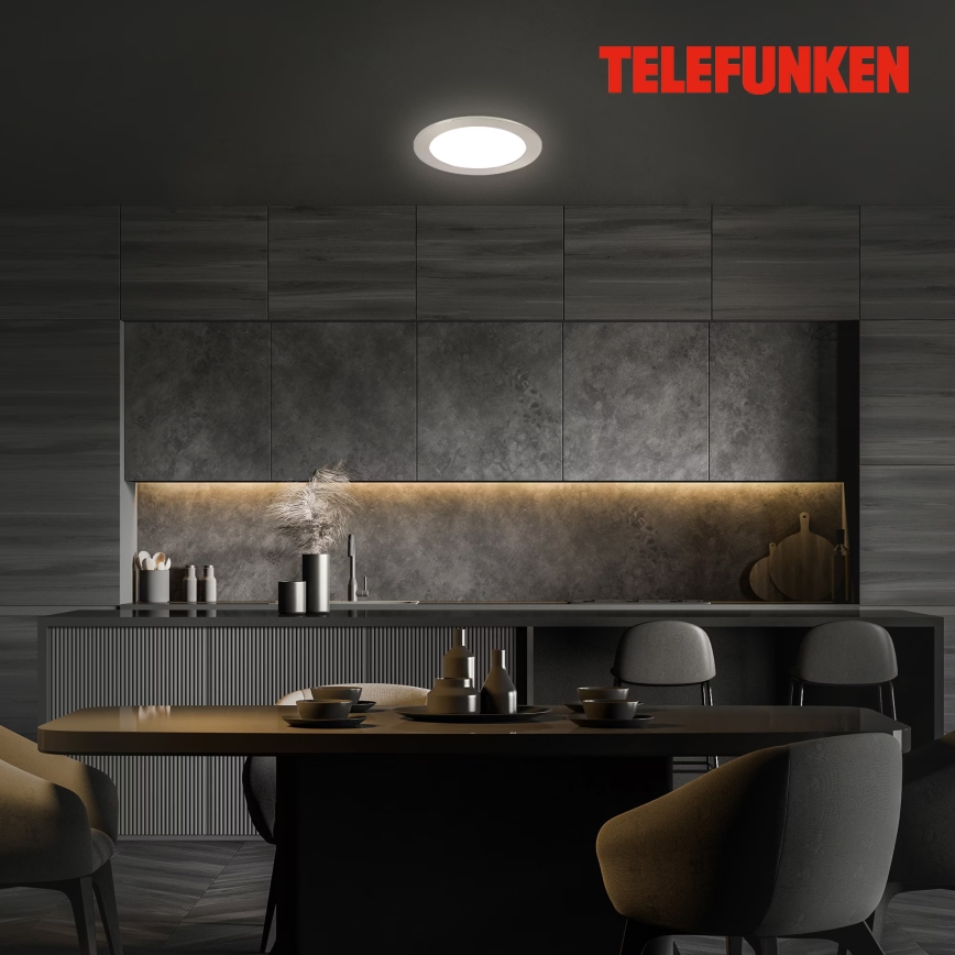 Telefunken 309402TF - Dimmbare LED-RGBW-Einbauleuchte für Badezimmer LED/12W/230V 2700-6500K IP23 Wi-Fi Tuya