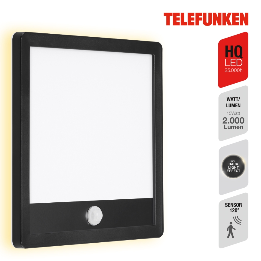 Telefunken 313805TF - LED Außenwandleuchte mit Sensor LED/15W/230V IP44