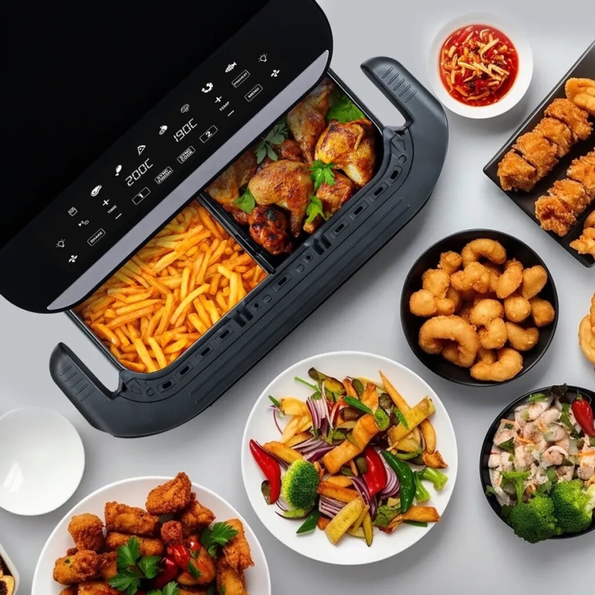 TESLA Electronics AirCook - Multifunktionale duale digitale Heißluftfritteuse 10 l 2400W/230V