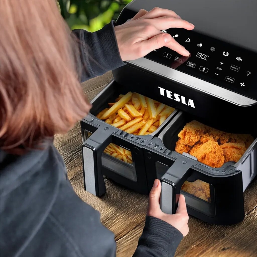TESLA Electronics AirCook - Multifunktionale duale digitale Heißluftfritteuse 9 l 2400W/230V