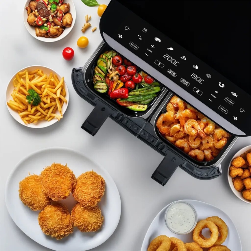 TESLA Electronics AirCook - Multifunktionale duale digitale Heißluftfritteuse 9 l 2400W/230V
