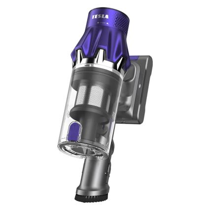 TESLA Electronics PureStar - Flexibler kabelloser Stabstaubsauger 2in1 250W/2200 mAh grau/lila