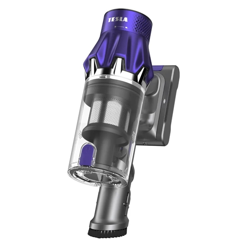 TESLA Electronics PureStar - Flexibler kabelloser Stabstaubsauger 2in1 250W/2200 mAh grau/lila