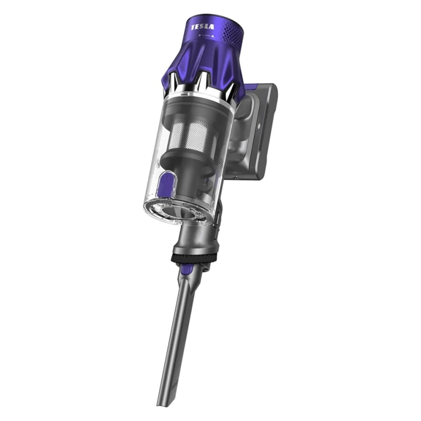 TESLA Electronics PureStar - Flexibler kabelloser Stabstaubsauger 2in1 250W/2200 mAh grau/lila