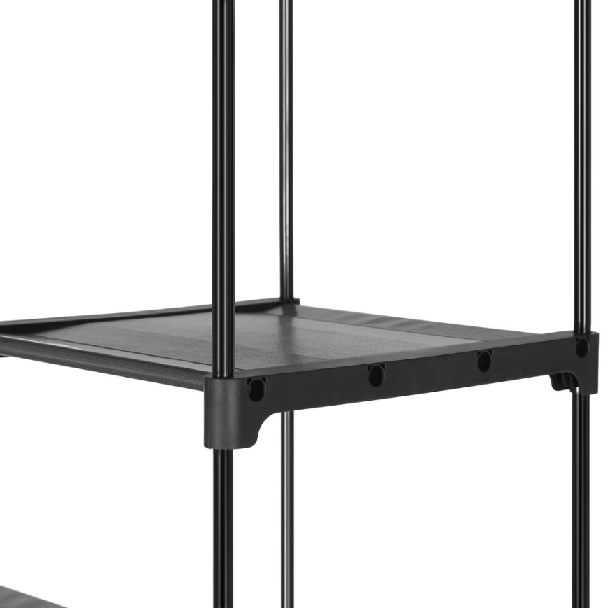 Textilkleiderschrank mit Einlegeböden und Kleiderstange MATIS, 140 x 174 cm, schwarz