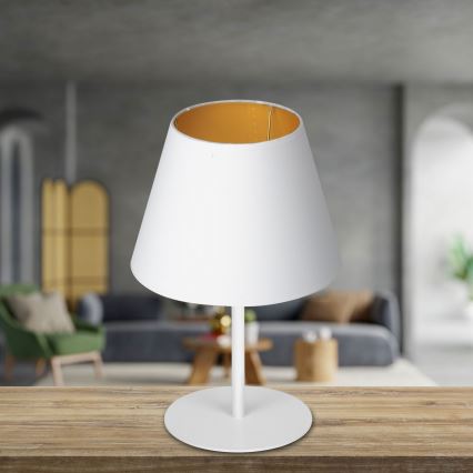 Tischlampe ARDEN 1xE27/60W/230V Ø 20 cm weiß/gold