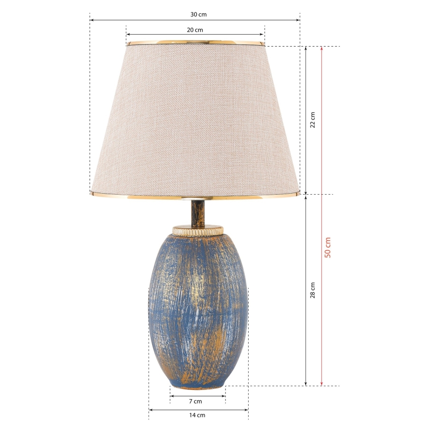 Tischlampe RAMZES 1xE27/40W/230V crème/blau
