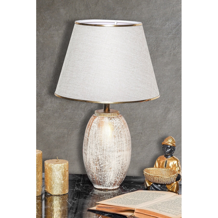 Tischlampe RAMZES 1xE27/40W/230V crème/gold