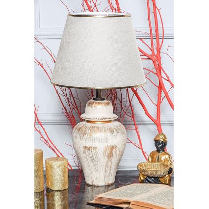 Tischlampe RAMZES 1xE27/40W/230V cremefarben/goldfarben