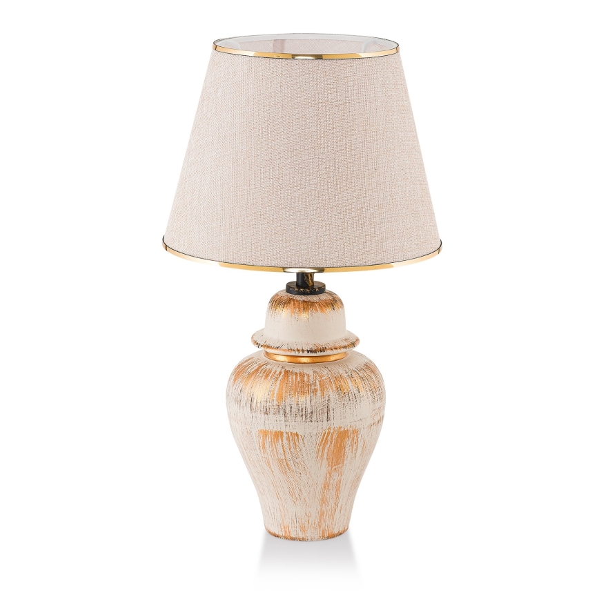 Tischlampe RAMZES 1xE27/40W/230V cremefarben/goldfarben