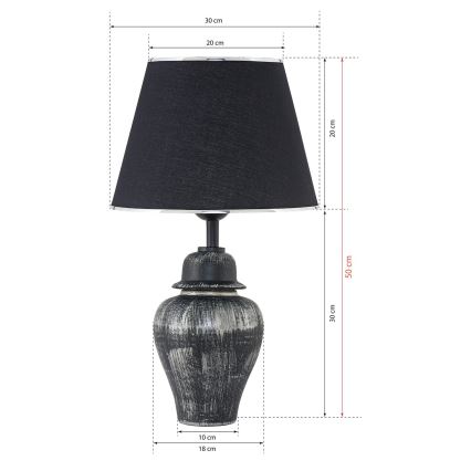 Tischlampe RAMZES 1xE27/40W/230V schwarz/silber
