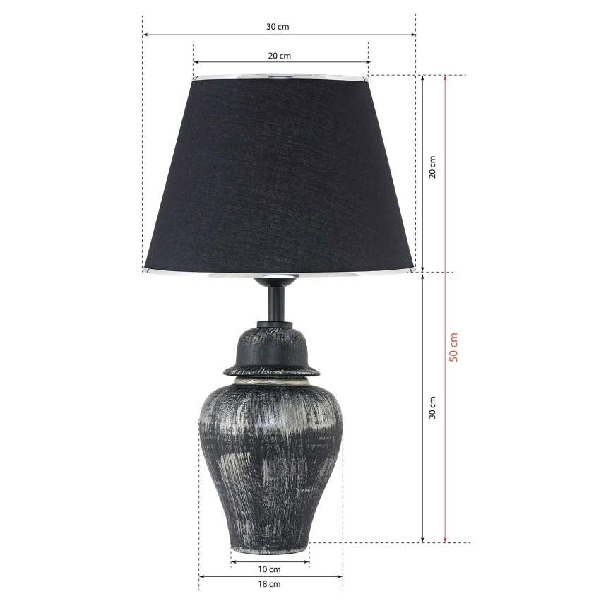 Tischlampe RAMZES 1xE27/40W/230V schwarz/silber