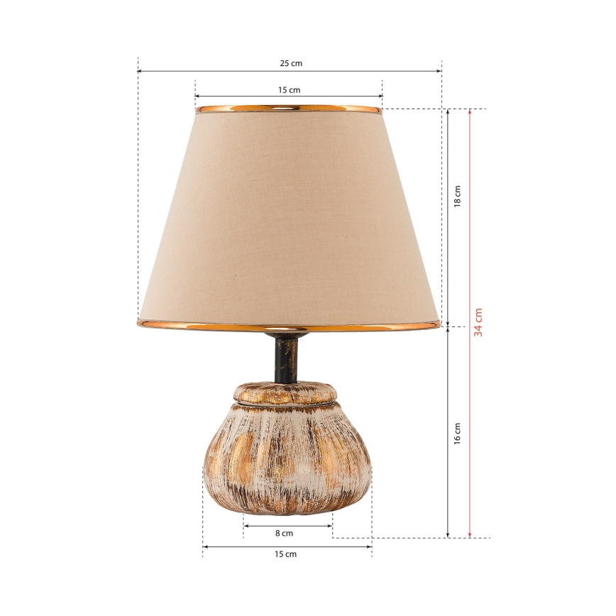 Tischleuchte RAMZES 1xE27/40W/230V creme/gold