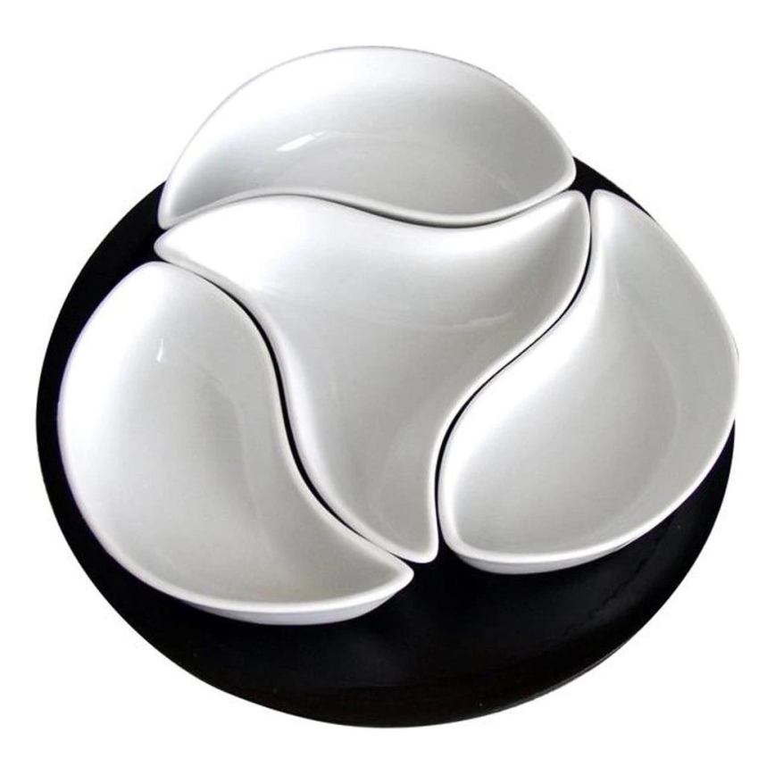 TORO 4-teiliges Schalen-Set mit Tablett, Keramik/Holz