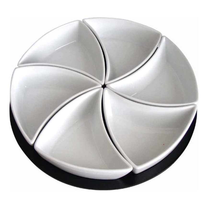 TORO 6-tlg. Schalen-Set mit Tablett, Keramik/Holz