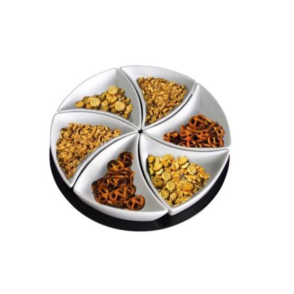 TORO 6-tlg. Schalen-Set mit Tablett, Keramik/Holz