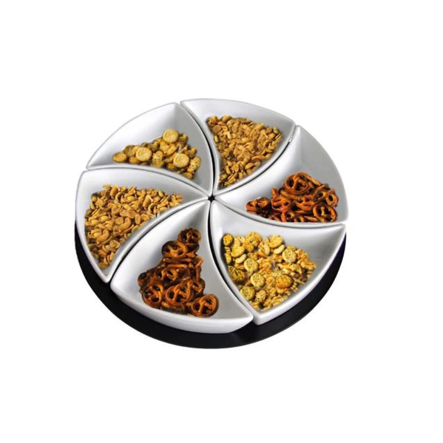 TORO 6-tlg. Schalen-Set mit Tablett, Keramik/Holz