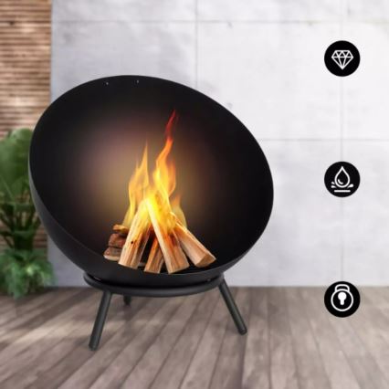 Tragbare Feuerstelle für Holz, 57x30 cm, schwarz
