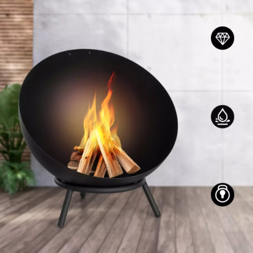 Tragbare Feuerstelle für Holz, 57x30 cm, schwarz