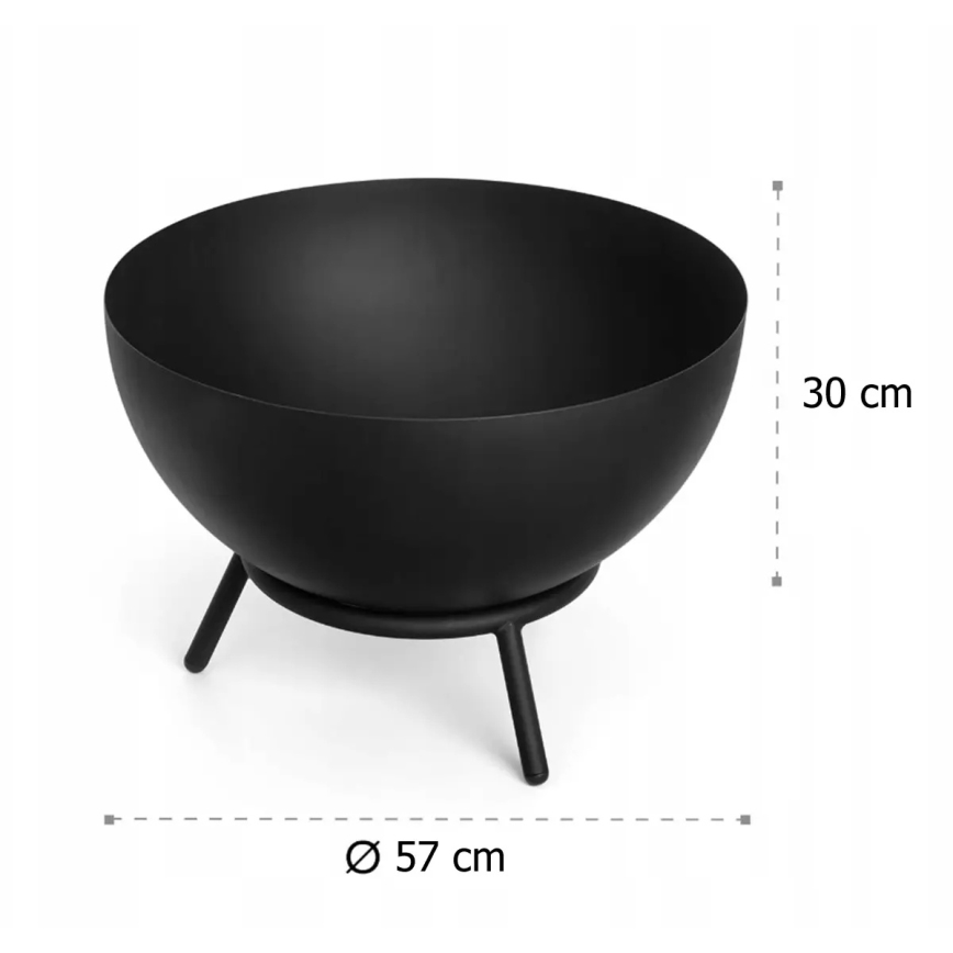 Tragbare Feuerstelle für Holz, 57x30 cm, schwarz