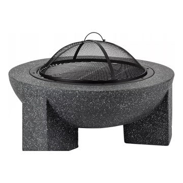 Tragbarer Feuerkorb mit Gitter 79,5x38 cm schwarz/dunkelgrau