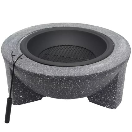 Tragbares Feuerbecken mit Grillrost, 79,5 × 38 cm, Schwarz/Dunkelgranit
