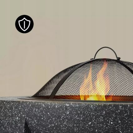 Tragbares Feuerbecken mit Grillrost, 79,5 × 38 cm, Schwarz/Dunkelgranit