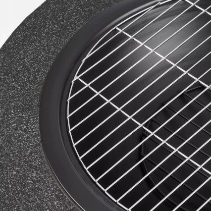 Tragbares Feuerbecken mit Grillrost, 79,5 × 38 cm, Schwarz/Dunkelgranit