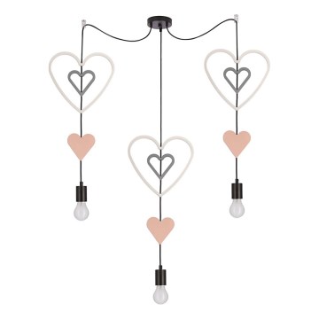 TRIO Kinderhängelampe 3xE27/20W/230V rosa/weiß/grau