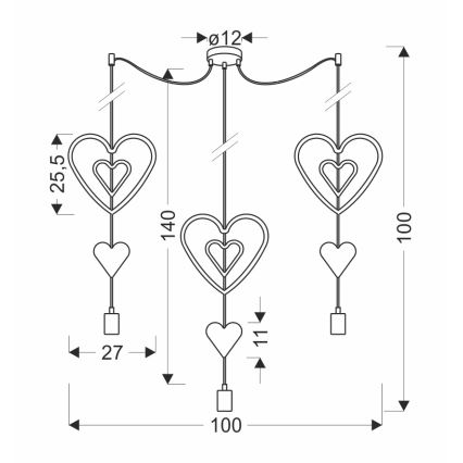 TRIO Kinderhängelampe 3xE27/20W/230V rosa/weiß/grau
