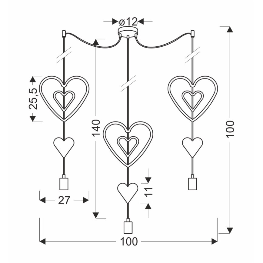 TRIO Kinderhängelampe 3xE27/20W/230V rosa/weiß/grau
