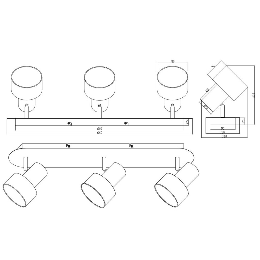 Trio - Spotlight WAILER 3xGU10/5W/230V matt chrom