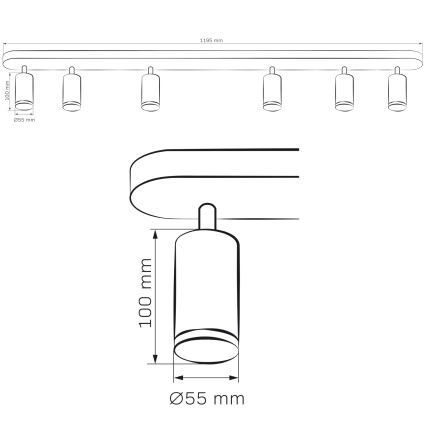 TURYN LED RGBW Dimmbare Badezimmer Einbaulampe 6xGU10/6,5W/230V 2700-6500K Wi-Fi IP44 schwarz