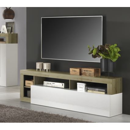 TV-Lowboard LENOR Weiß/helle Eiche
