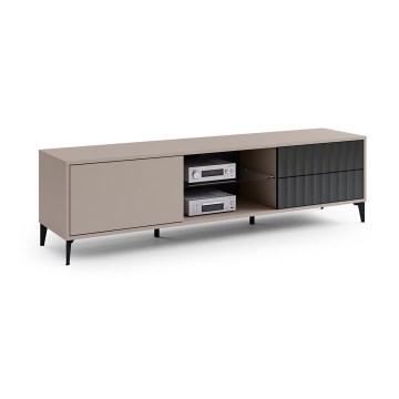 TV-Lowboard mit Schubladen RONJA Taupe/Schwarz