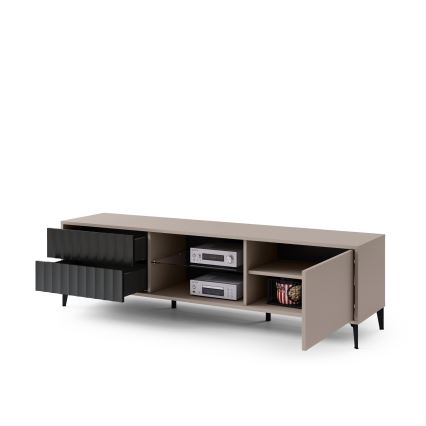 TV-Lowboard mit Schubladen RONJA Taupe/Schwarz