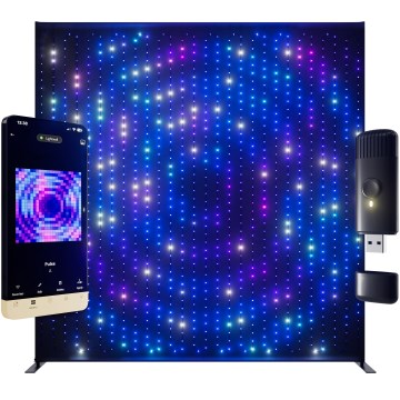 Twinkly - Dimmbarer LED RGBW-Außen-Weihnachtsvorhang LIGHTWALL 1120 LEDs 2,6x2,7 m IP44 Wi-Fi + Musik-Dongle