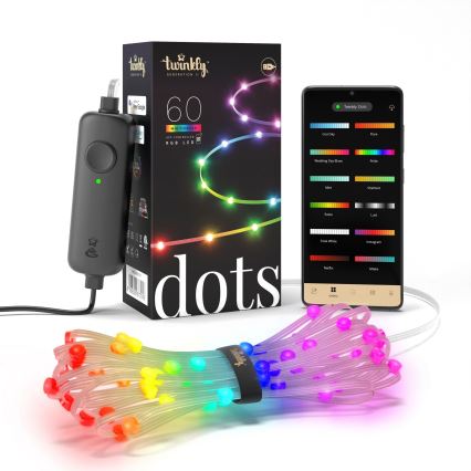 Twinkly - DOTS RGB-LED-Lichterkette, dimmbar, 60 LEDs, 7 m, USB, Wi‑Fi