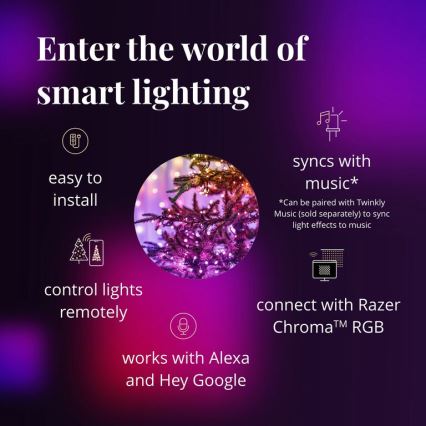 Twinkly - LED RGB dimmbare Außen-Weihnachtslichterkette STRINGS 600xLED 51,5m IP44 Wi-Fi