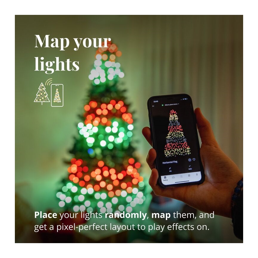 Twinkly - LED RGB dimmbare Außen-Weihnachtslichterkette STRINGS 600xLED 51,5m IP44 Wi-Fi