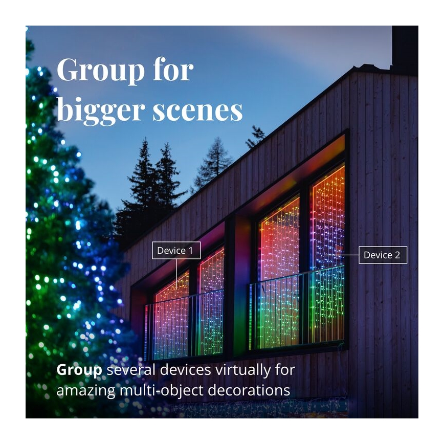 Twinkly - LED RGBW dimmbare Außen-Weihnachtsvorhang CURTAIN 210xLED 6,1m IP44 Wi-Fi