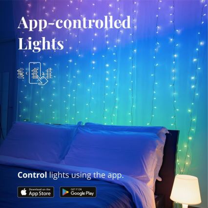 Twinkly - LED RGBW dimmbare Außen-Weihnachtsvorhang CURTAIN 210xLED 6,1m IP44 Wi-Fi
