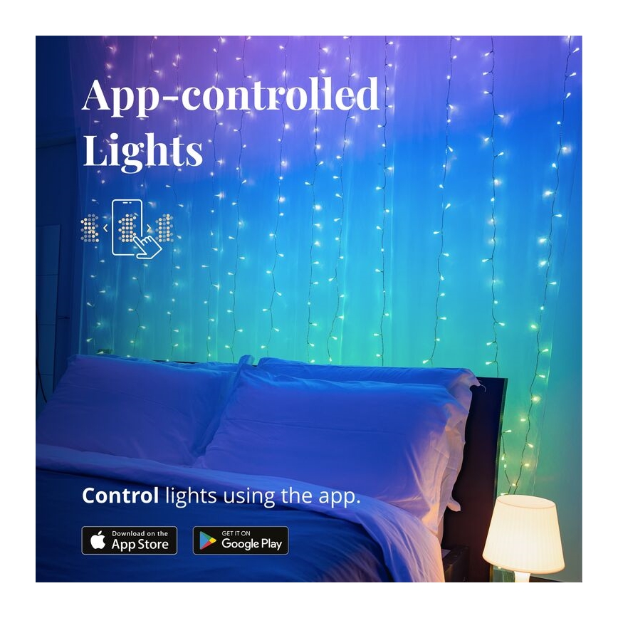 Twinkly - LED RGBW dimmbare Außen-Weihnachtsvorhang CURTAIN 210xLED 6,1m IP44 Wi-Fi