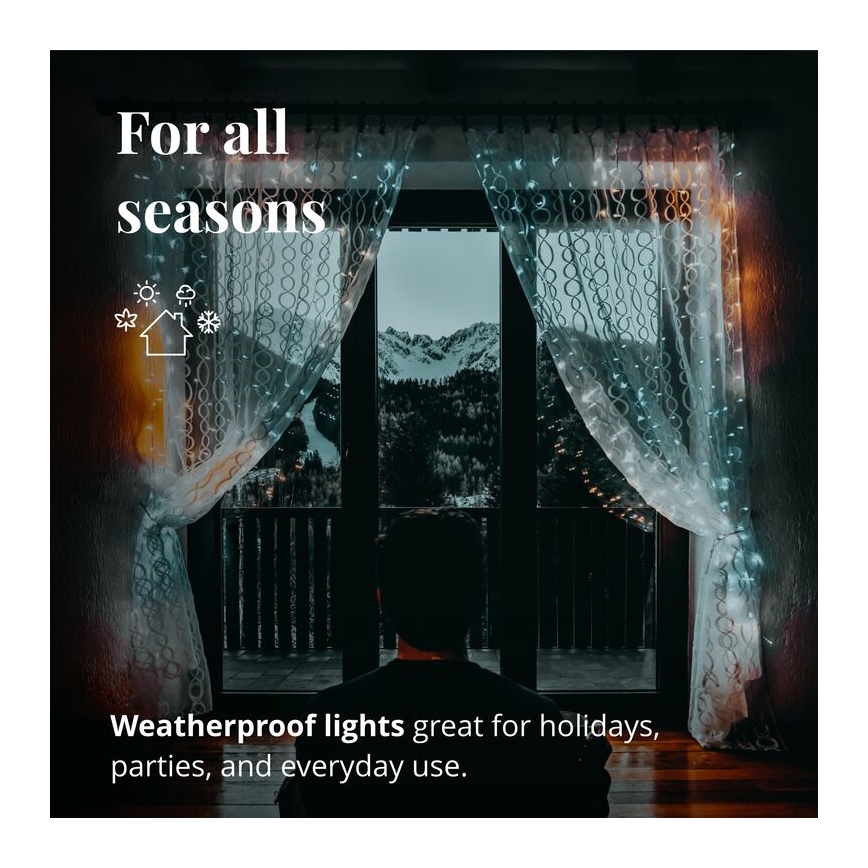 Twinkly - Dimmbarer LED-RGBW-Weihnachtsvorhang für den Außenbereich CURTAIN 210xLED 6,1m IP44 Wi-Fi
