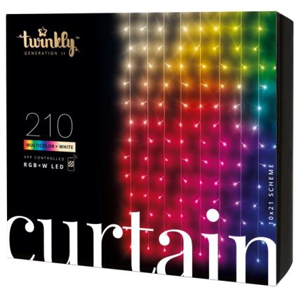 Twinkly - Dimmbarer LED-RGBW-Weihnachtsvorhang für den Außenbereich CURTAIN 210xLED 6,1m IP44 Wi-Fi