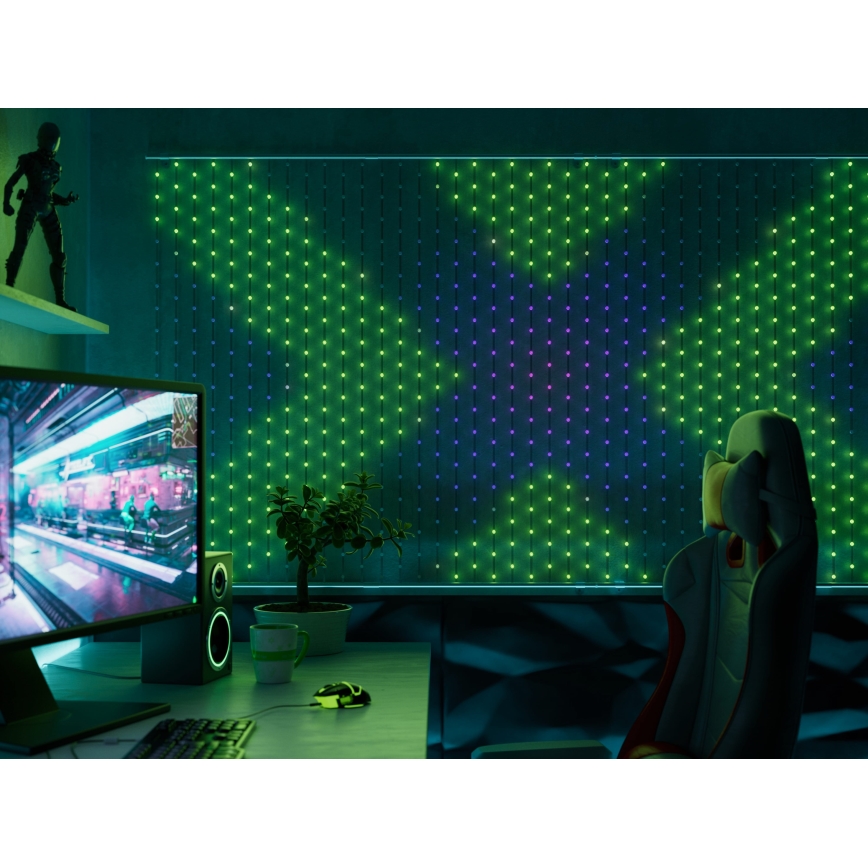 Twinkly - LED RGB dimmbarer Weihnachtsvorhang MATRIX 480xLED 1x1 m Wi-Fi