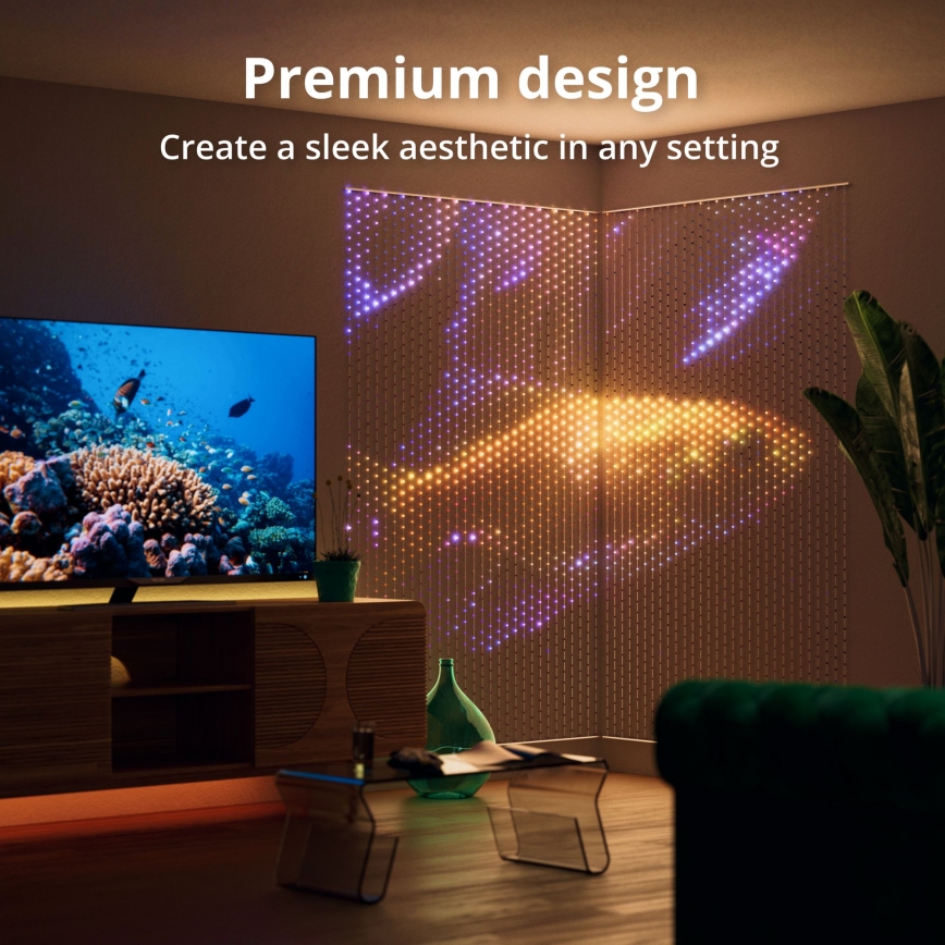 Twinkly - LED RGB dimmbarer Weihnachtsvorhang MATRIX 480xLED 1x1 m Wi-Fi